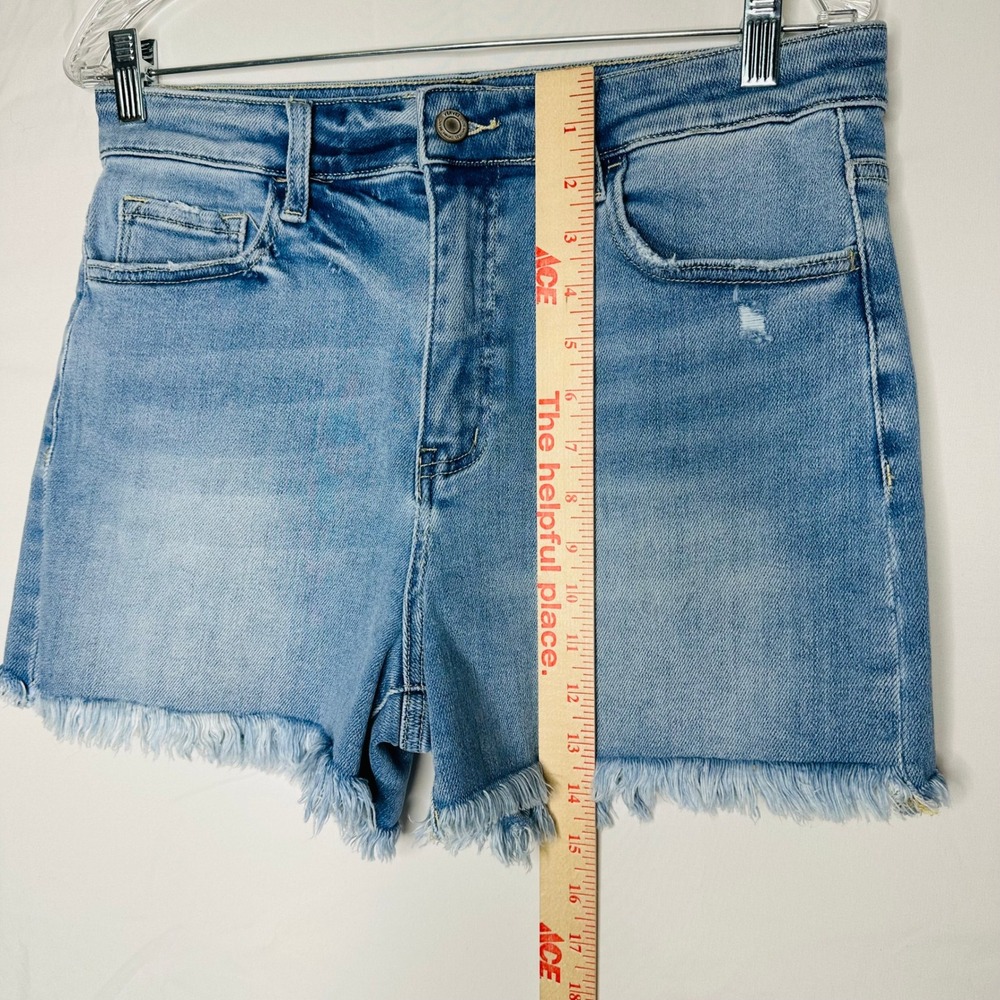 Vervet Los Angeles Light Wash High Rise Frayed Hem Denim Shorts V2912 Large - Picture 4 of 7